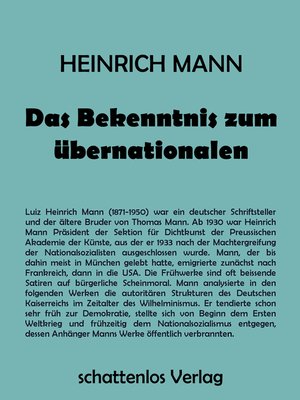 cover image of Das Bekenntnis zum Übernationalen